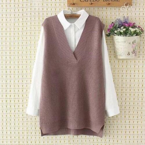 2021 autumn and winter new sleeveless knitted vest vest college style sweater vest