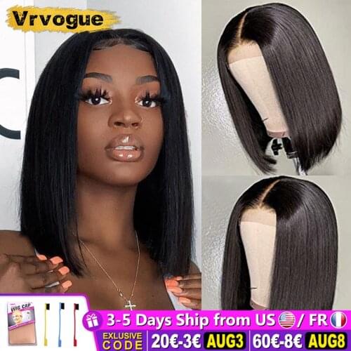 Bob Wig Lace Front Human Hair Wigs Straight Brazilian Pre Plucked Lace Closure Wig 4x4 Natural Hairline 150% Vrvogue Hair