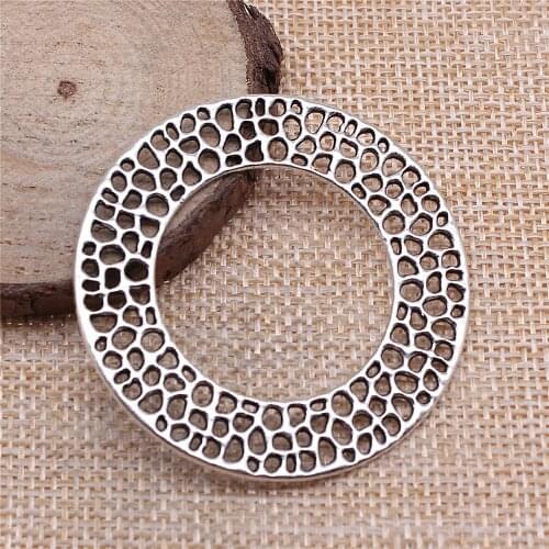 Charms for Jewelry Making Findings Handmade DIY Craft 4pcs Antique Silver Color 49x49mm Wreath Charms Pendant