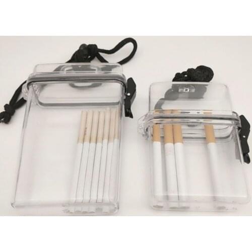 Transparent Waterproof Clear Cigarette Case Box Neck-hung Portable Plastic Lipstick Lighter Card Storage Box Holder with Lanyard