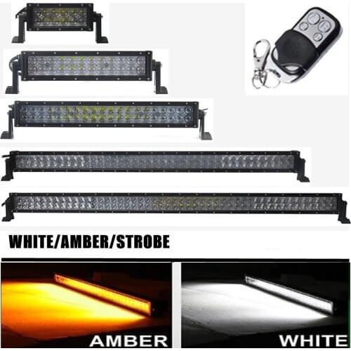 Remote Control Flashing 4D White Amber Led Light Bar 72W 120W 180W 300W Bar Light For Truck Boat Marine Raptor Jeep Bumper