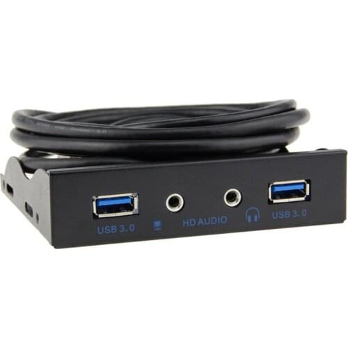 2 Port USB 3.0 Hub Splitter HD Audio 3.5mm Earphone Jack Mic Interface Front Panel Bracket Adapter for PC 20 Pin 3.5" Floppy Bay