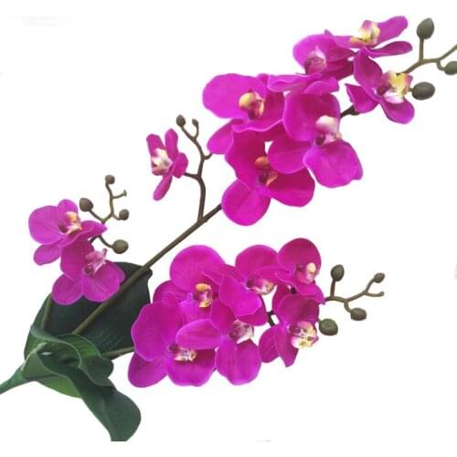 Artificial Real Touch Latex Butterfly Orchid Flores 3 Branch 15 Head Band Leaf Fake Flower Wedding Decor Home Decorations