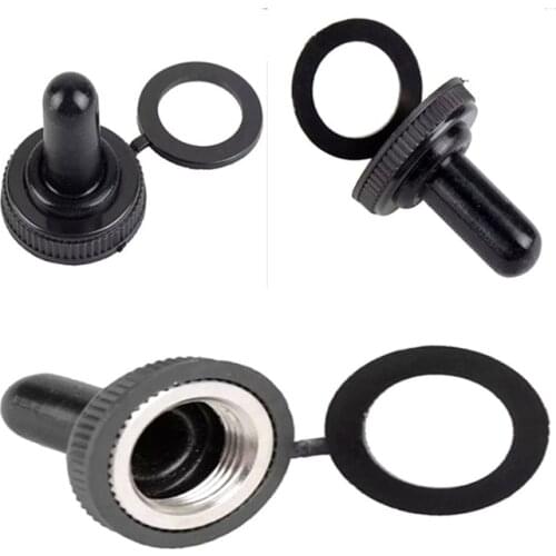 10pcs/lot Toggle Switch Waterproof Rubber Resistance Cover Cap Boot Black Fits 12mm Switch Knob