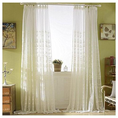 Curtains for Living Room Nordic Embroidery White Tulle High-grade Lace Embroidery Solid Color Bay Window Dining Room Bedroom