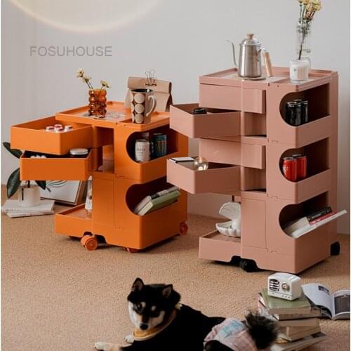 Nordic Multifunctional Rotary Storage Coffee Tables Living Room Furniture Movable Sofa Side Corner Table Creative Bedside Table