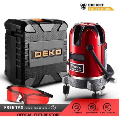 DEKO LL5 Series Self-leveling 5 Line 6 Points Horizontal&Vertical Laser Level 360 Degree Rotary 635nm Outdoor Mode Receiver Mode