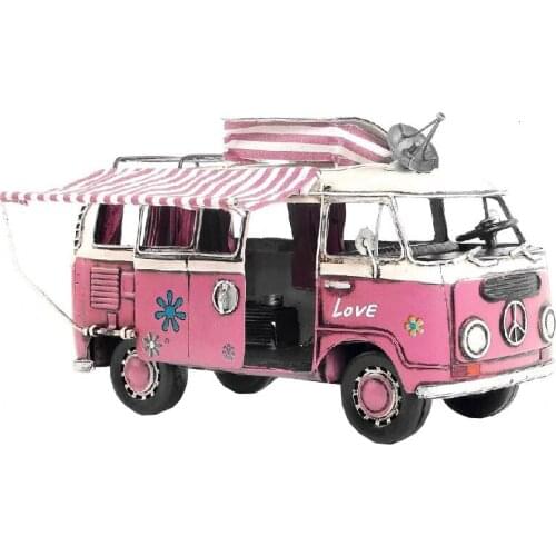 Vintage car model 1966 camper RV bus model Retro classic cars decoration gift artware ornaments home dining room decorations