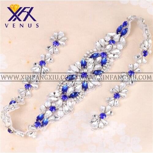 XFX VENUS 1 Yard Rhinestone Applique Silver Bridal Sash Wedding Dress Sash Belt Rhinestone Wedding Sash Applique Crystal trim