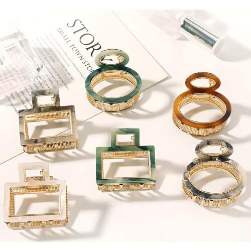 High Quality Alloy Geometric Hair Clip for Women Girls Acetate Hair Claw Barrettes Hair Crab Hairpins Fashion Hair Accessories