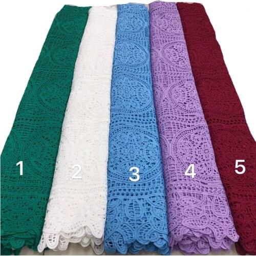 Women french Hollow lace sequins Cloth embroidery Hollow lace high quality wedding party dress DIY Cotton lace fabric 5Yards