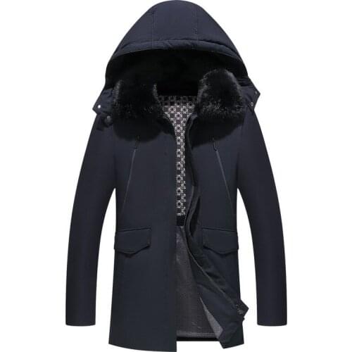 2019 Winter Jacket Middle-aged Mens down Jacket White Duck down Warm Thick Mid-length Daddy Clothes