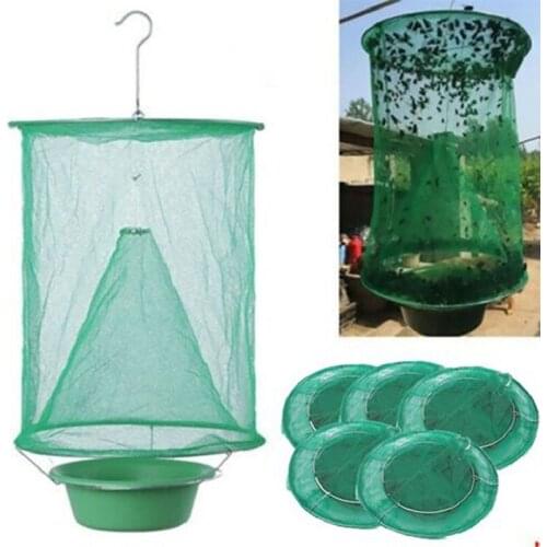 5PCS Green Fly Traps Farms Health Pest Control Reusable Hanging Catcher Killer Flies Zapper Cage Net Trap Garden Home Flytrap