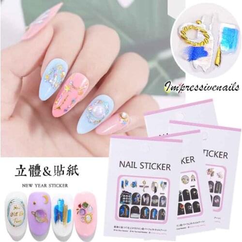 5D Nail Art Stickers UV Acrylic Decals Decoration Bows Flowers /fixed star Metallic GOLD