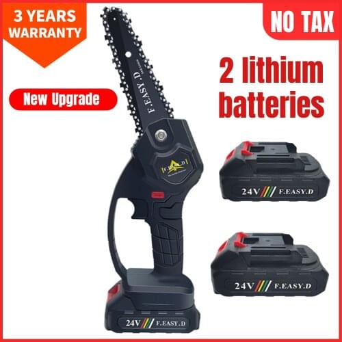 24V 2pc Battery Mini Brush Electric Chainsaw Pruning Chainsaw Logging Electric Chainsaw wood cutter chain saw woodworking tools