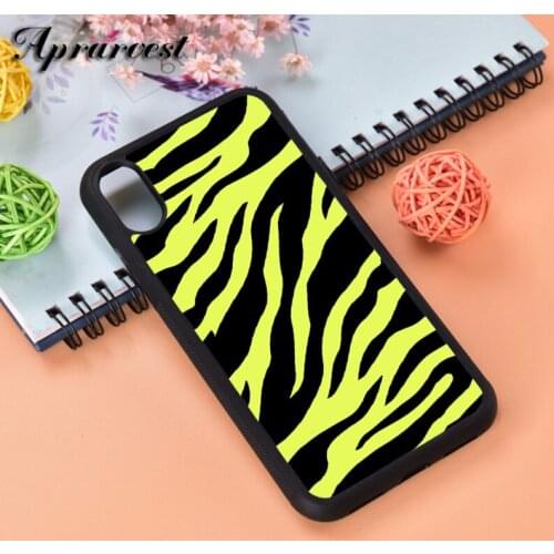 Aprarvest Neon Zebra Skin Black Yellow Silicone Rubber Phone Case Cover For iPhone 5 5S SE 6 6S 7 8 PLUS X XS XR MAX 11 PRO