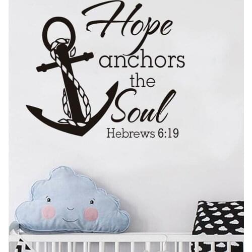 Bible scriptures Quotes Wall Decals Hope Anchors The Soul Hebrews 6:19 Vinyl Wall Sticker Home Living Room Kids Room Decor Z706