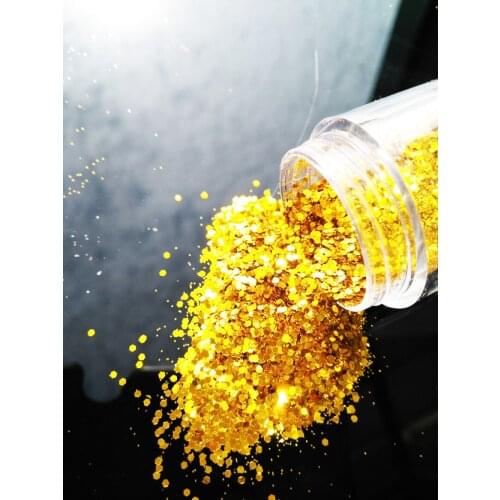 JKLP40 Nail Art Glitter Powder gold Hexagonal Powder Dust Nail Sequins Fairy Glitter Powder Flash Acrylic ManicureDIY, #10g jar