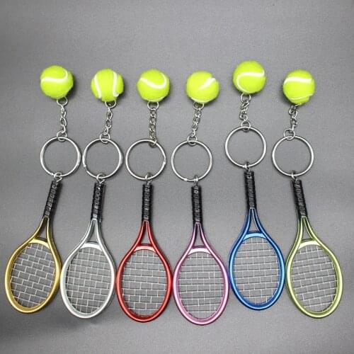Tennis Keychain Sports Souvenirs Simulation Tennis Racket Bag Key Pendant Sports Memento DIY Craft Keyring Fans Supplies Gifts