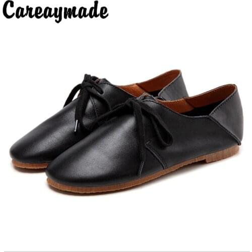 Careaymade-New Style Spring and autumn Hot Sale fashion Genuine leather shoes Korean black flat casual comfortable shoes tide