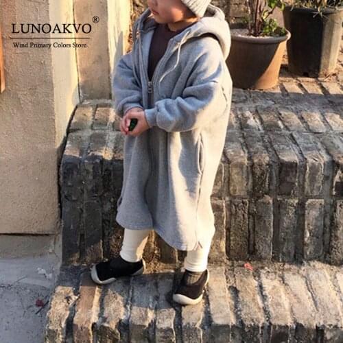 Lunoakvo Children Jackets Baby Boys Girls Long Trench Coats Kids Boys Hooded Coats Toddler Girl Outwear Girls Thick Warm Jakets