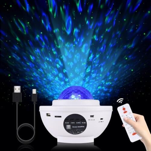 Bluetooth USB Childrens night light LED Music Starry Sky Projector Ocean Wave Galaxy Lamp Kids Gift Bedroom Decor