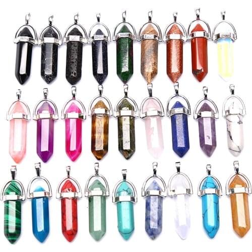 Design natural green aventurine opal quartz crystal pendant black leather hexagon pendant choker necklace jewelry