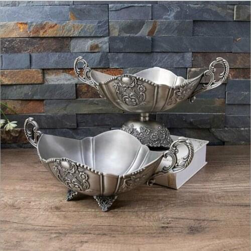 Europe retro metal fruit bowl decorative fruit stand dry fruit tray trinket dish for home decoration
