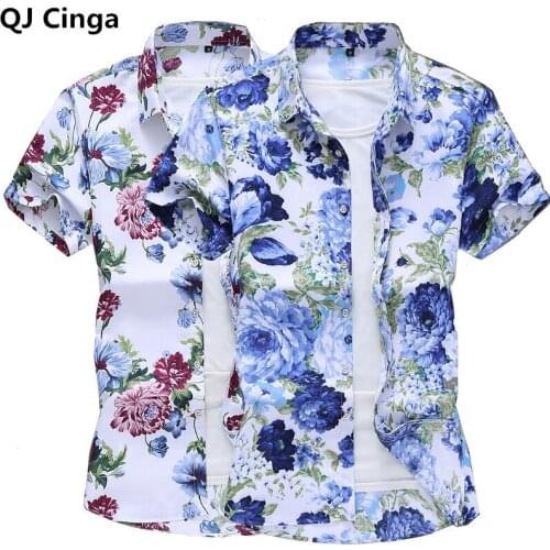 Hawaiian Holiday Print Shirt Mens Short Sleeved Beach Shirt Single Breasted Square Collar Blue Black Purple Camisa Size S-6XL