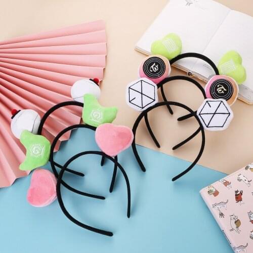 Hot Kpop GOT7 TWICE NCT EXO Bangtan Boys Plush Hairband Black Headwear Women Girls Head Band Hair Accessories