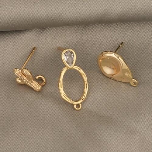 HAOSAW 4Pcs Jewelry Accessories/DIY Making/Hand Made/Earrings Stud/Genuine Gold Plating/Earring Part/Jewelry Findings Components