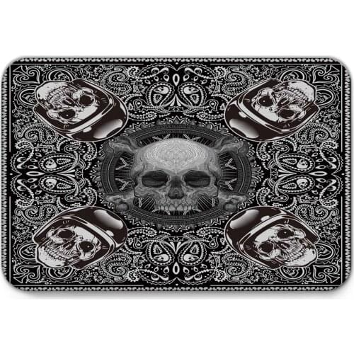 Halloween Skull Head Paisley Pattern Doormat Non-slip Rug Soft Bath Mats Bathroom Supplies Carpet Living Room