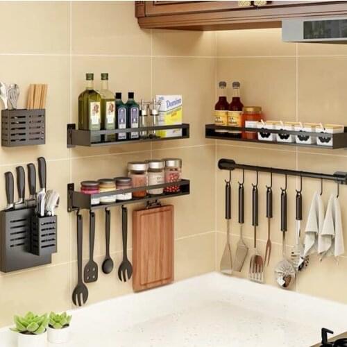 Kitchen Rack Spons Houder Wall-Mounted Free Punching Seasoning Supplies Household Daquan Multi-Function Knife Storage Sponge