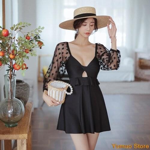 Swimsuit Women One Peice Bathing Suit Plus Size Swimwear For 2021 New Piece Bubble Hot Female Korea Ins Print Polyester