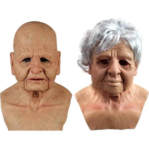 Old Man Latex Mask Bald Wrinkled Halloween Masks Masquerade Prop Horror Movie Cosplay Party Mask Scary Wig Old Man Scary Mask