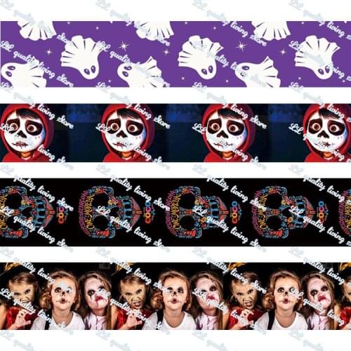 Halloween ribbon for kids hair bows party decor webbing halloween wreaths fabric band 50 yards