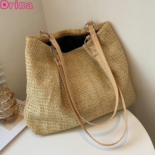 Driga Summer Hand-Woven Womens Shoulder Bags Large Capacity Handbags 2021 Straw Beach Totes Lady Travel Shopper Weaving Bags