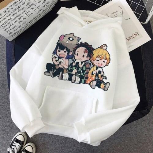 2021 Hot Japanese Anime Demon Slayer Kimetsu No Yaiba Hoodies Sweatshirts Men Women Cartoon Unisex Fashion Regular Tops