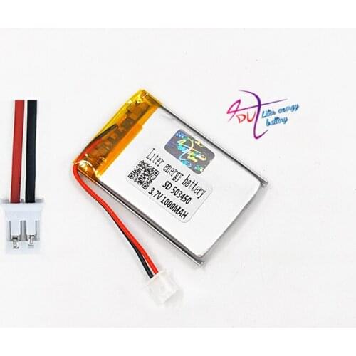 3.7V 1000mAh 503450 Lithium Polymer LiPo Rechargeable Battery JST PH2.0 2pin For Mp3 DVD PAD smart watch camera recorder speaker