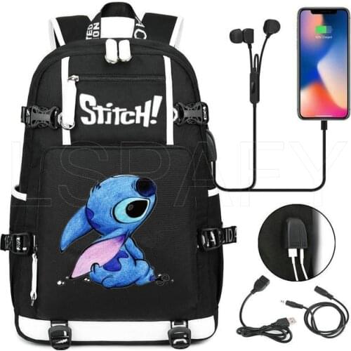 Fashion Stitch USB Charging Backpack Casual Waterproof Fabric Laptop Backpack Women Travel Backpack Schoolbag