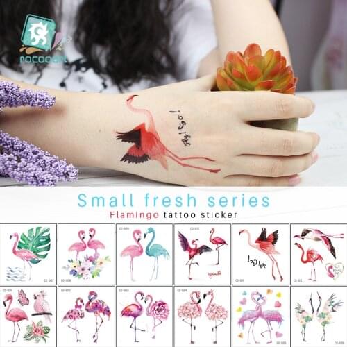 New Watercolor Flamingo Temporary Tattoo Stickers Colorful Birds Couple flamingos Fake Tatoos Waterproof Body Art hand Tattoo