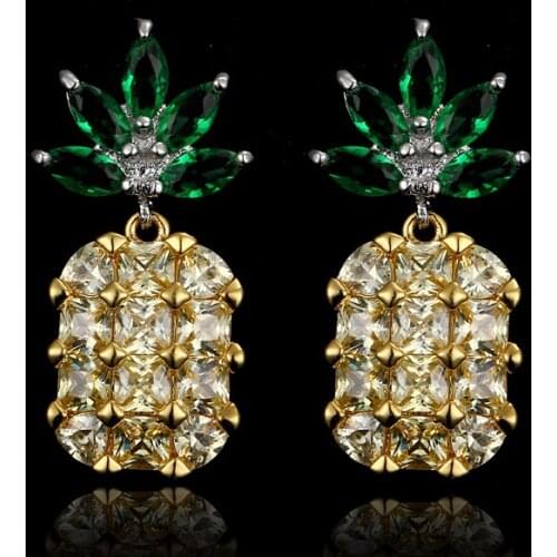New Fashionable Clear AAA Cubic Zirconia Stud Earring Women Jewelry High Quality Pineapple Shape Earring For Birthday Gift E-127