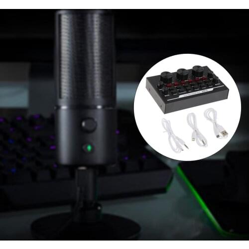 Portable Live Sound Card BT Audio Mixer for Laptop Headset Network Singing Broadcasting Live Recording