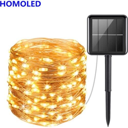 Led Solar Copper Silver Wire Lamp Outdoor Solar Fairy Lights 10M 20M LED String Light For Wedding Garden Holiday String Lights