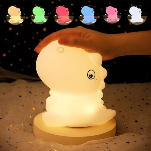 Led Silicone Night Lights For Baby Kids Children Bedroom Soft Dinosaur Toy Nursery Lamp Decoration Home Decor Christmas Gift