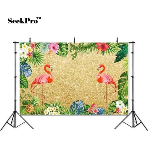 Thin vinyl birthday flowers glitter Flamingo children photo Backgrounds Printed Professional indoor Photographic studio Backdrop