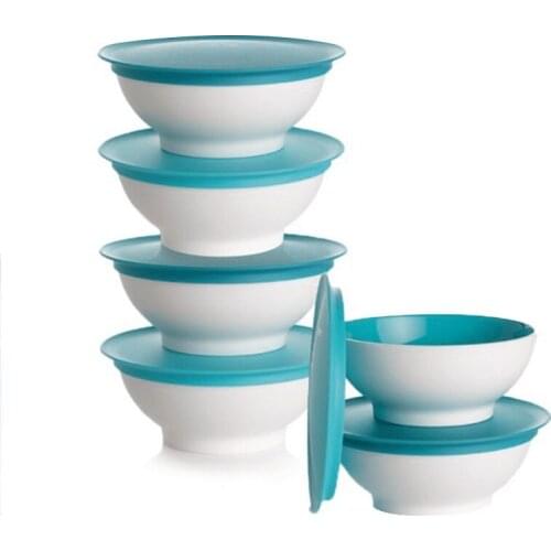 Tupperware Allegra Sweet Bowls (6x275 ml) Dark Turquoise White Sweet Bowl, clear Sweet Bowls 6'lı Set (6x275 ML) Blue