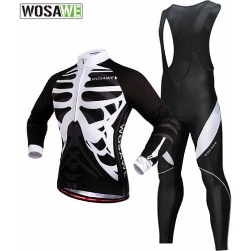 WOASWE Breathable Autumn Cycling Jersey Set Long Sleeve Men White MTB Bib Tights Pants Bicycle Clothes Fitness Women uae funny