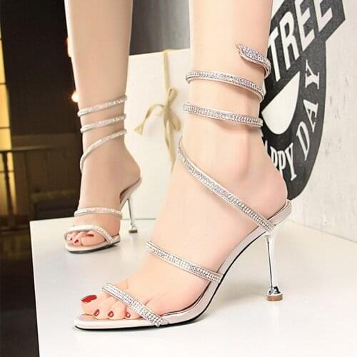 Fashion Womens Shoes Rhinestone Brand Pumps For Women High Heel Sandals Womens Pumps Open Toe Shoes Ladies Pumps For Party