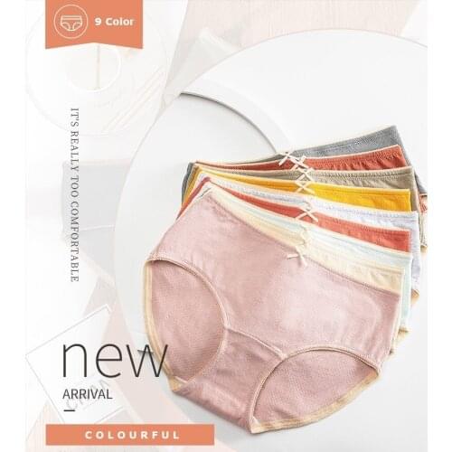 Womens Lingerie Seamless Mid Waist Antibacterial Cotton Crotch Womens underwear Cute Bow Briefs
